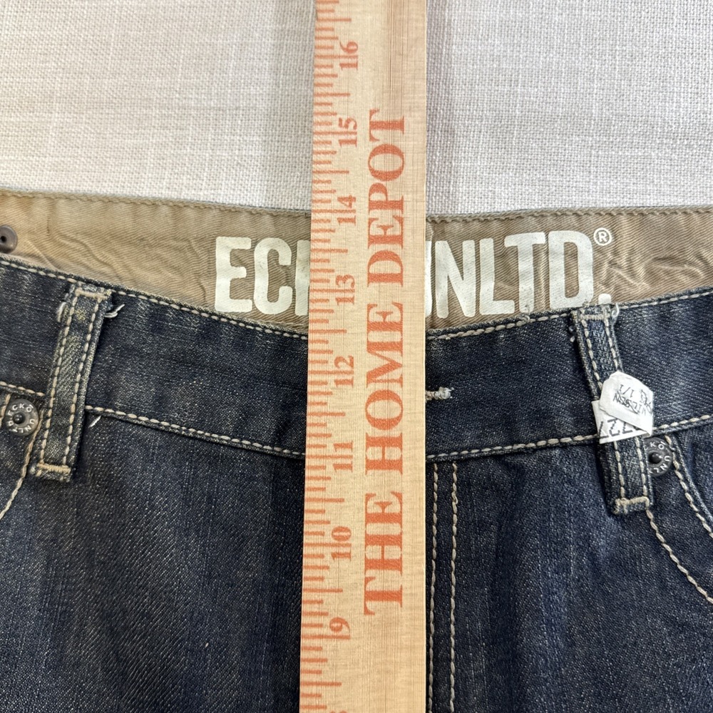Ecko Unltd Jeans Mens 38x33 Blue Baggy Wide Leg Hip Hop‎ Y2K Denim 2000 - Picture 6 of 14